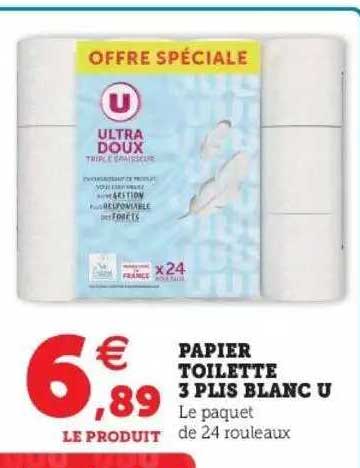 Papier Toilette 3 Plis Blanc U