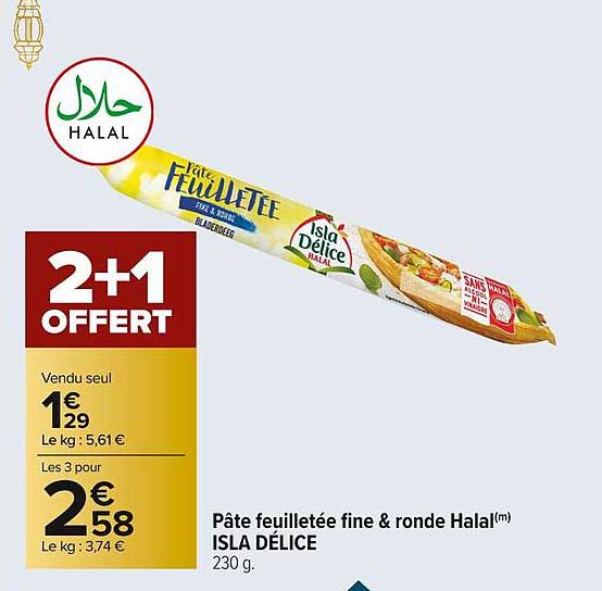 Pâte Feuilletée Fine &  Ronde Halal Isla Délice