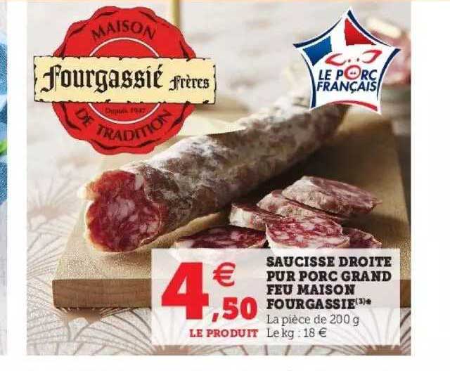 Saucisse Droite Pur Porc Grand Feu Maison Fourgassie