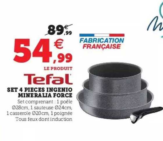 set 4 pièces ingenio minéralia force tefal