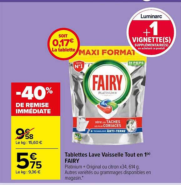 Tablettes Lave Vaisselle Tout En 1 Fairy