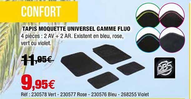 tapis moquette universel gamme fluo