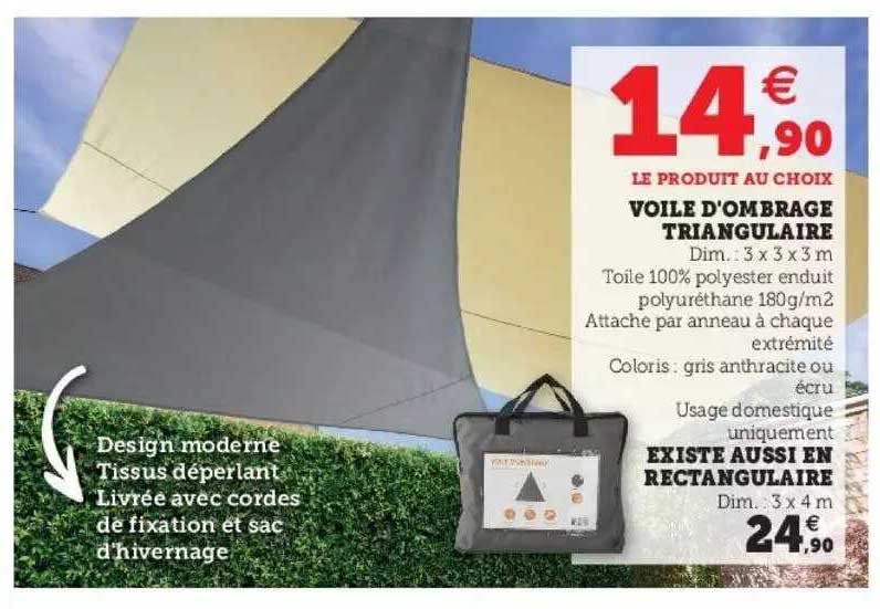 voile d'ombrage triangulaire, rectangulaire