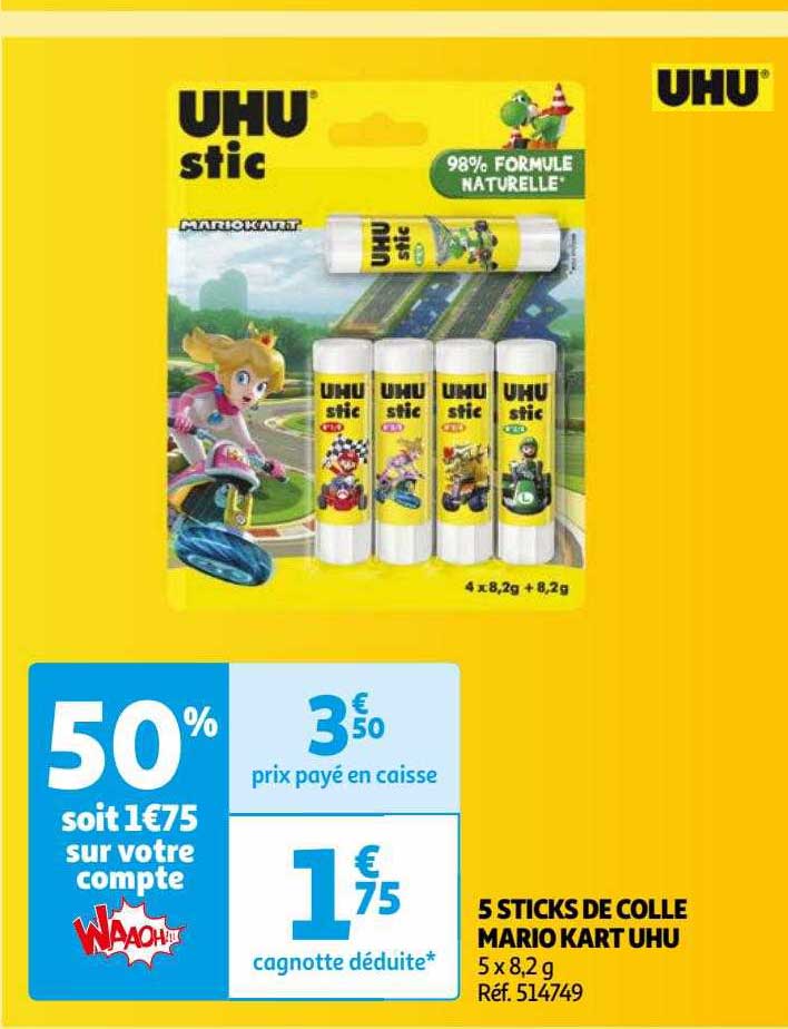 5 sticks de colle mario kart uhu