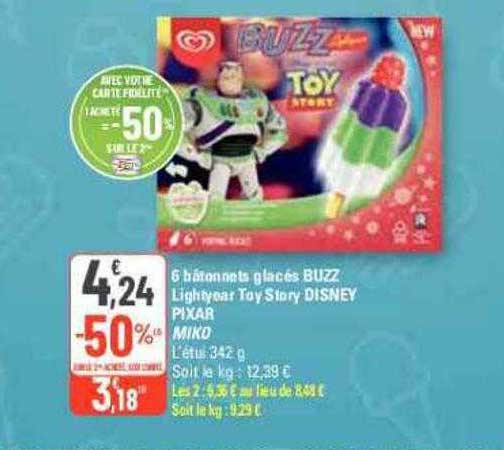 6 bâtonnets glacés buzz lightyear tay story disney pixar miko