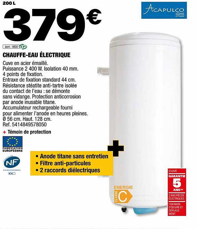 acapulco chauffe-eau électrique
