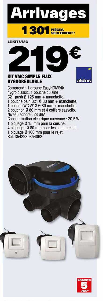aldes kit vmc simple flux hygroréglable