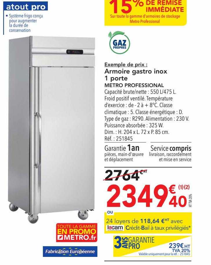 armoire gastro inox 1 porte metro professional