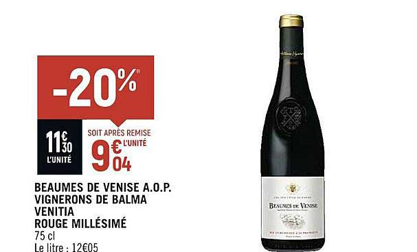 beaumes de venise a.o.p. vignerons de balma venitia rouge millésimé