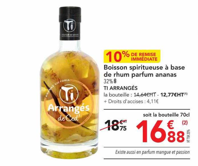 Boisson Spiritueuse à Base De Rhum Parfum Ananas Ti Arrangés
