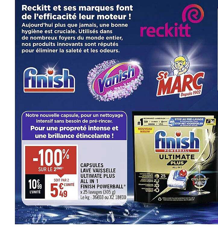 Capsules Lave Vaisselle Ultimate Plus All In 1 Finish Powerball