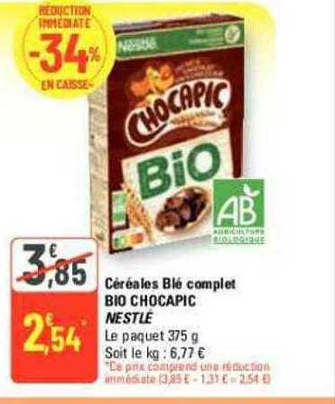 Céréales Blé Complet Bio Chocapic Nestlé