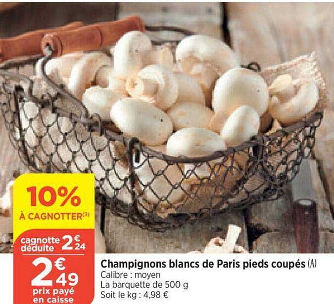 champignons blancs der paris pieds coupés
