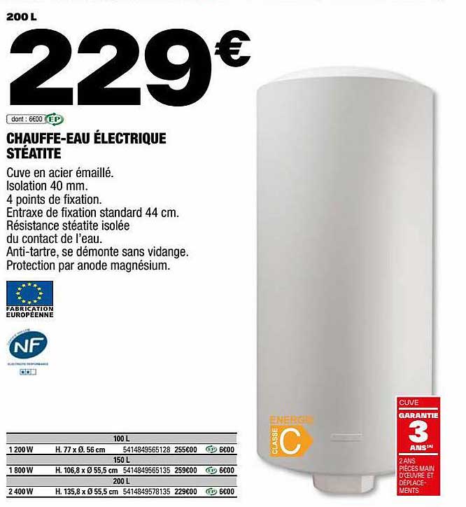 chauffe-eau électrique stéatite