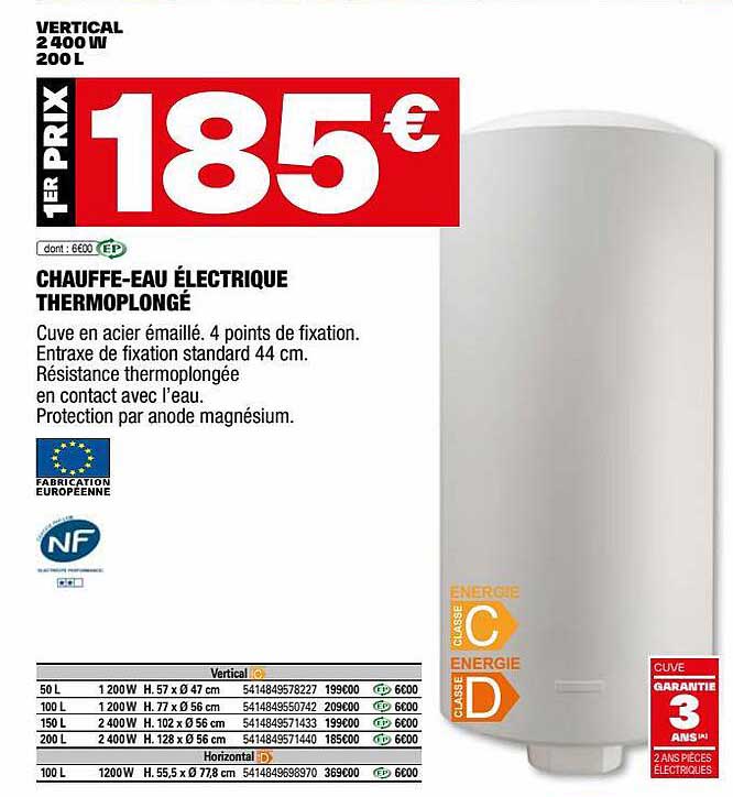 chauffe-eau électrique thermoplongé