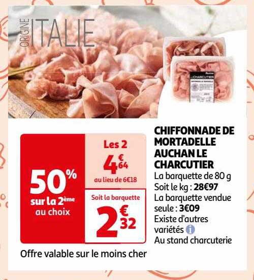Chiffonnade De Mortadelle Auchan Le Charcutier