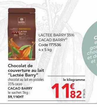 Chocolat De Couverture Au Lait "lactée Barry"