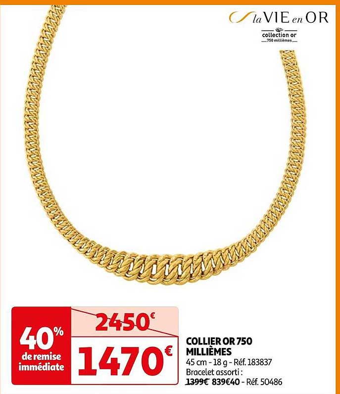 collier or 750 millièmes
