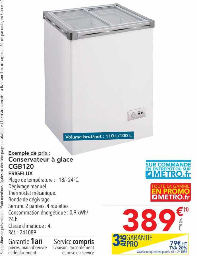 conservateur à glace cgb120 frigelux