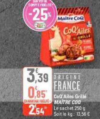 coq' ailes grillé maître coq