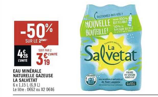 Eau Minérale Naturelle Gazeuse La Salvetat