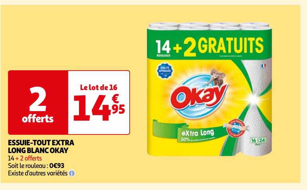 essuie-tout extra long blanc okay