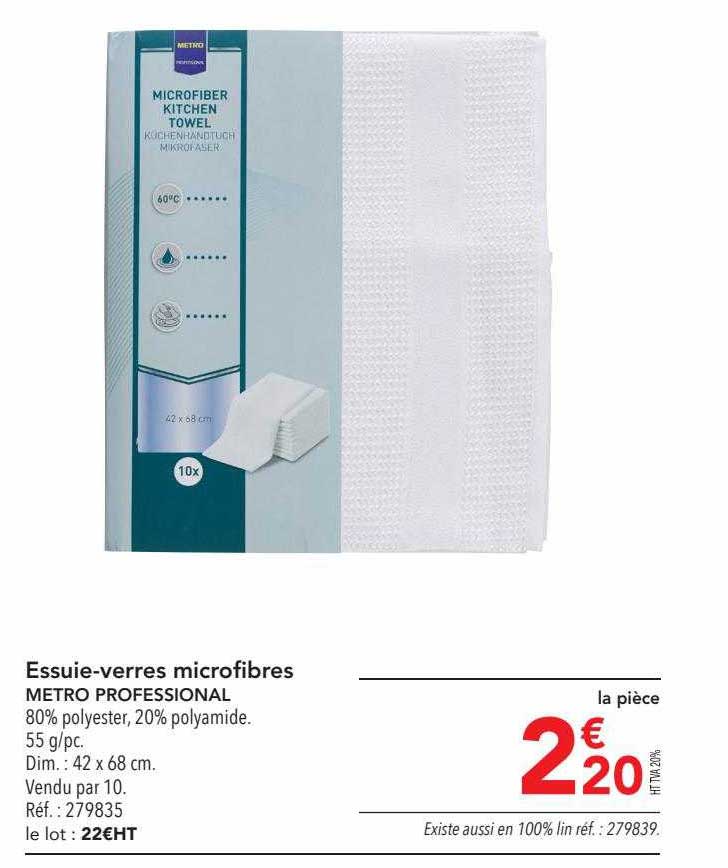 essuie-verres microfibres metro professional