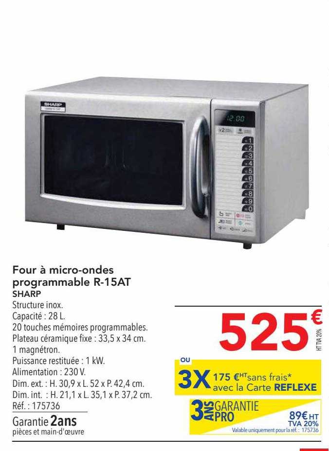 four à micro-ondes programmable r-15at sharp