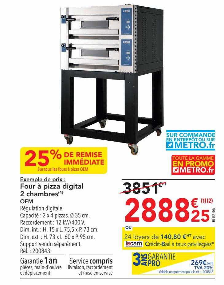 four à pizza digital 2 chambres oem