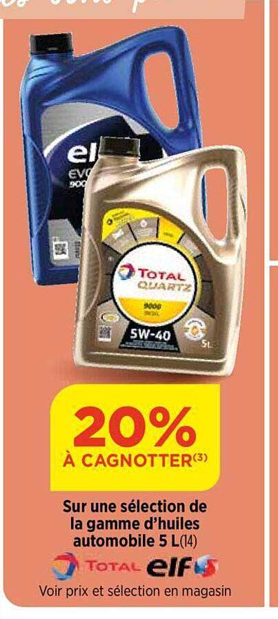 la gamme d'huiles automobile 5 l total elf