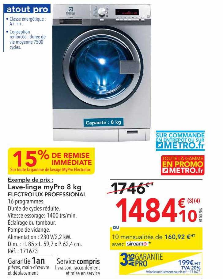 lave-linge mypro 8 kg electrolux professional