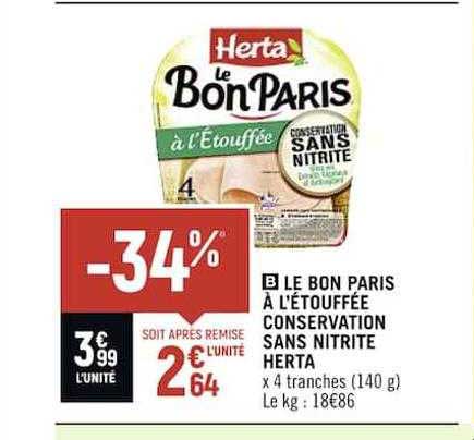 Le Bon Paris à L'étouffée Conservation Sans Nitrite Herta