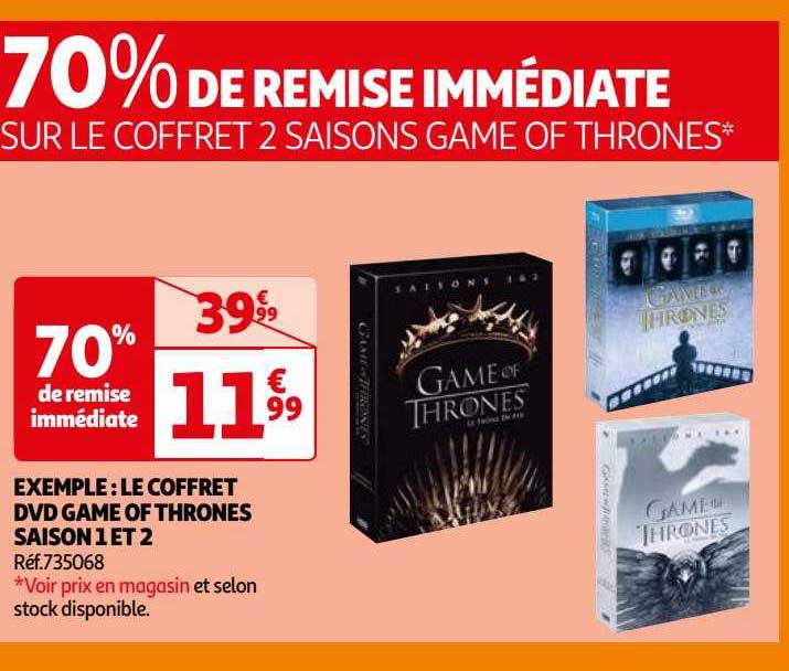 le coffret dvd game of thrones saison 1 et 2