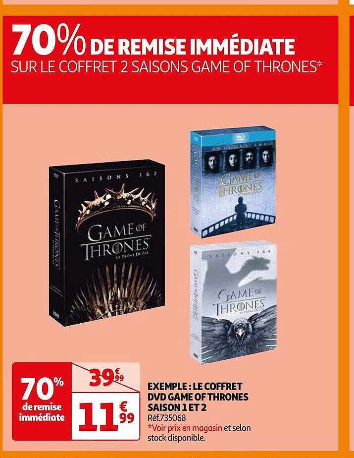 le coffret dvd game of thrones saison 1 et 2