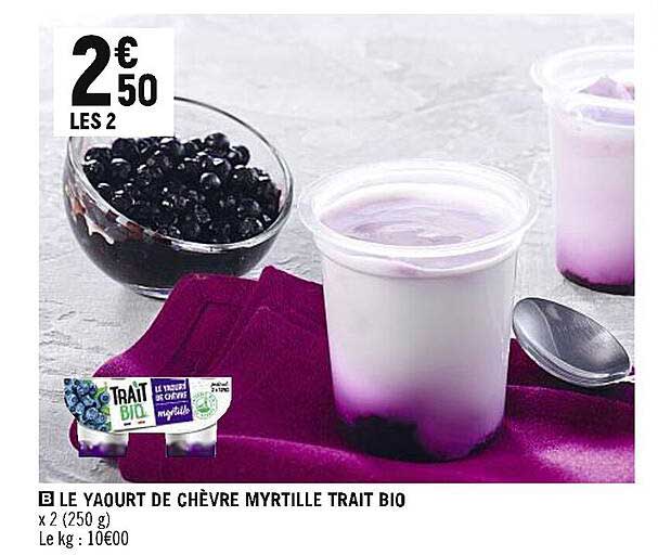 le yaourt de chèvre myrtille trait bio