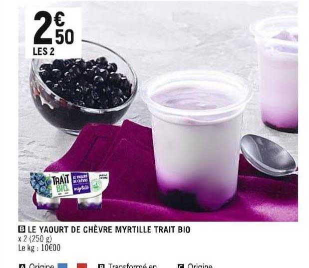 le yaourt de chèvre myrtille trait bio