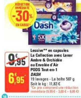 lessive en capsules la collection avec lenor ambre & orchidée ou envolée d'air pods tout-en-1 dash
