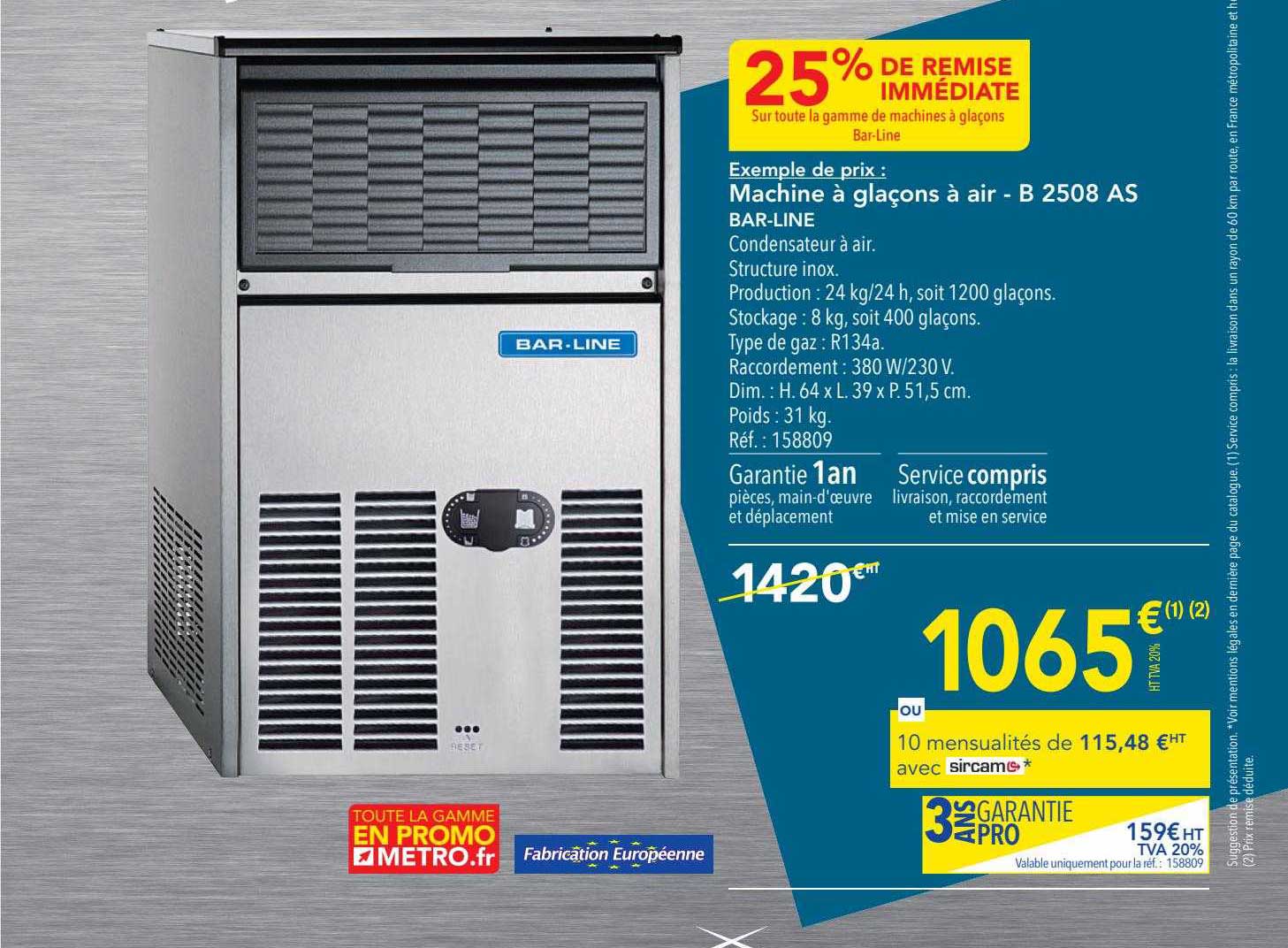 machine à glaçon à air - b 2508 as bar-line