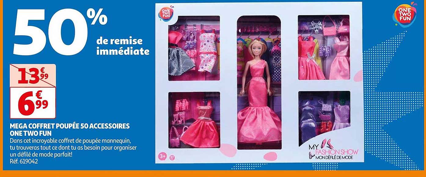 méga coffret poupée 50 accessoires one two fun