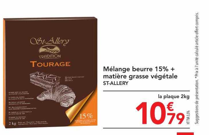 mélange beurre 15% + matière grasse végétale st-allery