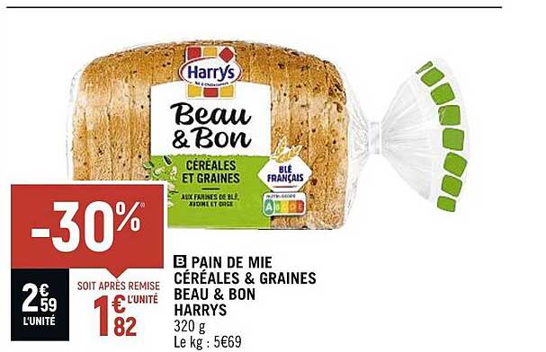 Pain De Mie Céréales & Graines Beau & Bon Harrys