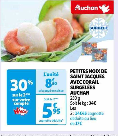 petites noix de saint jacques avec corail surgelées auchan