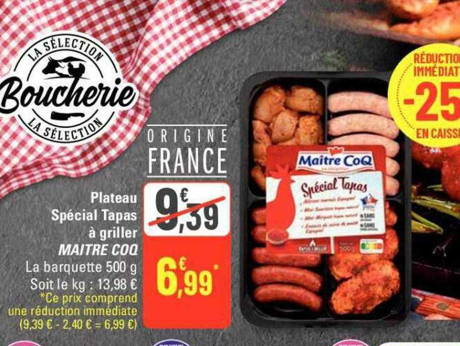 plateau spécial tapas à griller maitre coq