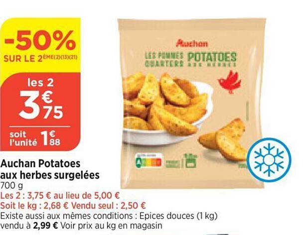 Potatoes Aux Herbes Surgelées Auchan Potatoes
