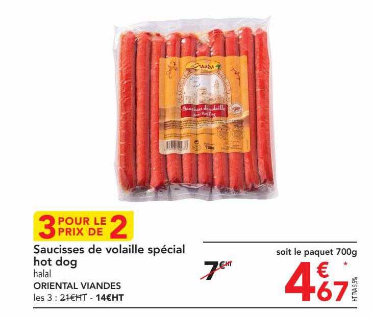 saucisses de volaille spécial hot dog oriental viandes