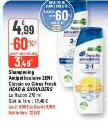 shampooing antipelliculaire 2en1 classic ou citrus fresh head&shoulders
