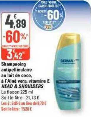 shampooing antipelliculaire à l'aloé vera, vitamine e head&shoulders