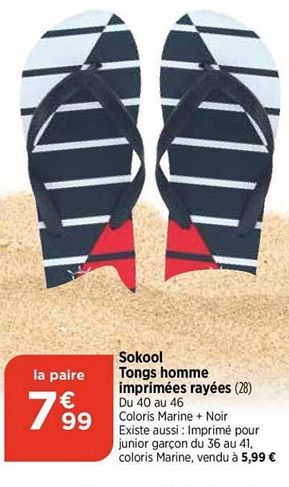 sokool tongs homme imprimées rayées