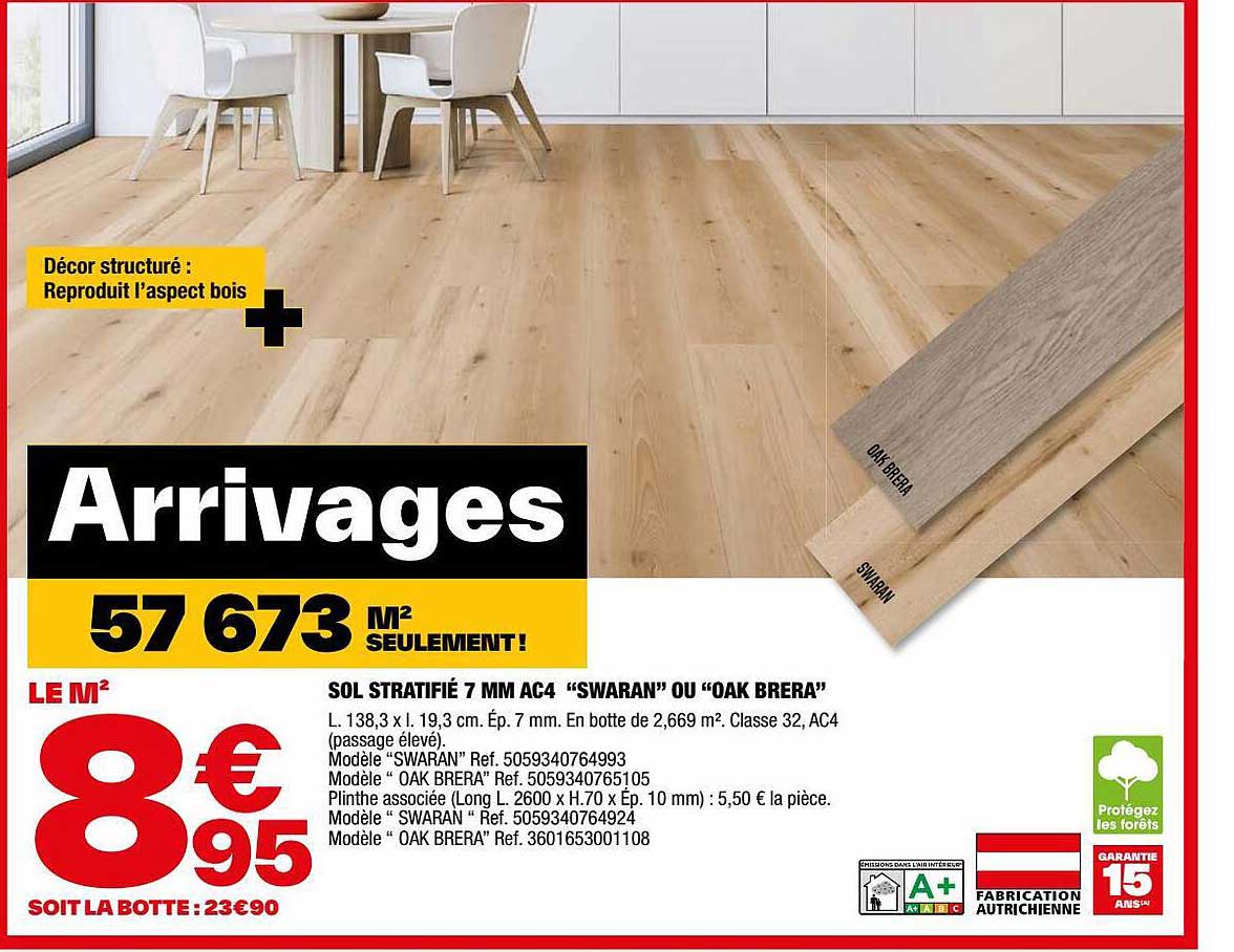 Sol Stratifié 7 Mm Ac4 "swaran" Ou "oak Brera"