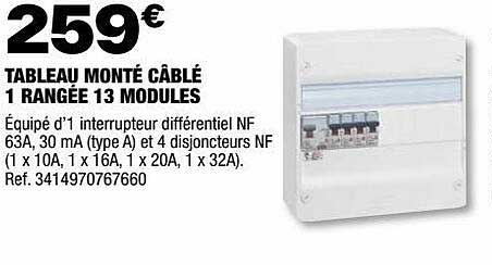 tableau monté câblé 1 rangée 13 modules